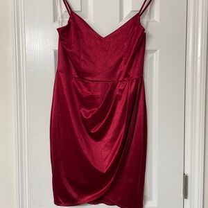 Women’s red satin mini dress medium